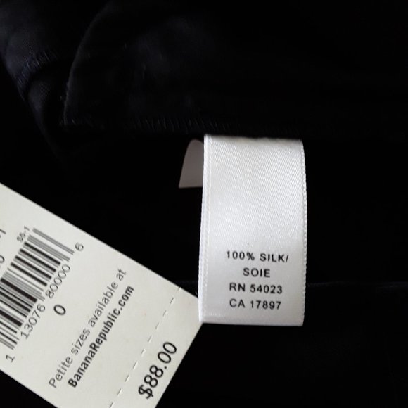 NWT SILK Banana Republic Martin Pant, Black, Sz 0 - Picture 11 of 14